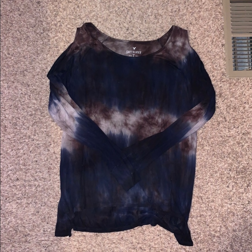 Soft & sexy, tie dye, shoulder cut out long sleeve